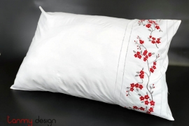  Pillowcase set - Red string peach blossom embroidery